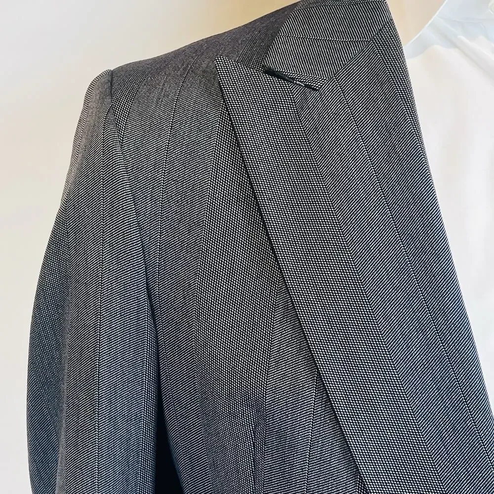 Vtg Christian Dior Le Connaisseur Blazer 41-42L Gray Double Breasted Power Note